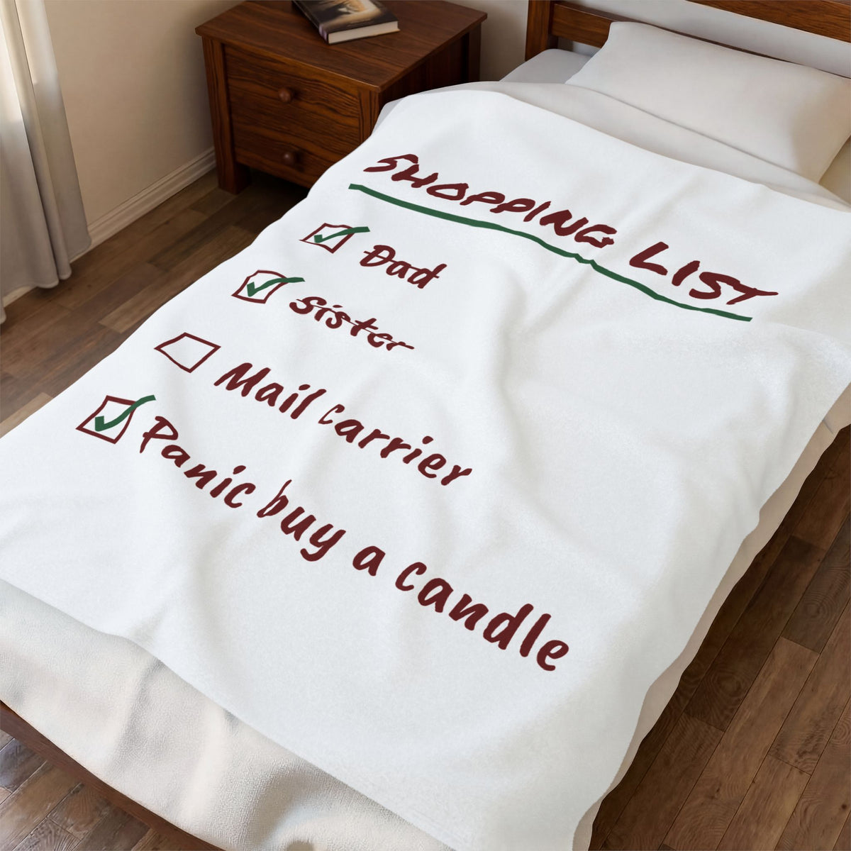 Funny Christmas Shopping Throw Blanket Panic Buy A Candle Checklist