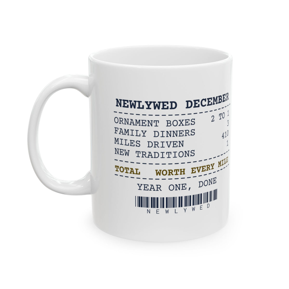Funny Newlywed Christmas Coffee Mug Newlywed December Receipt