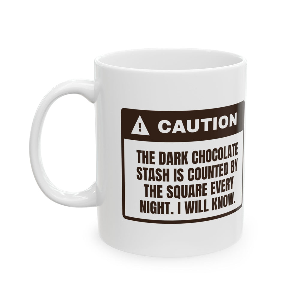 Funny Chocolate Coffee Mug Squares Counted Nightly Warning Label