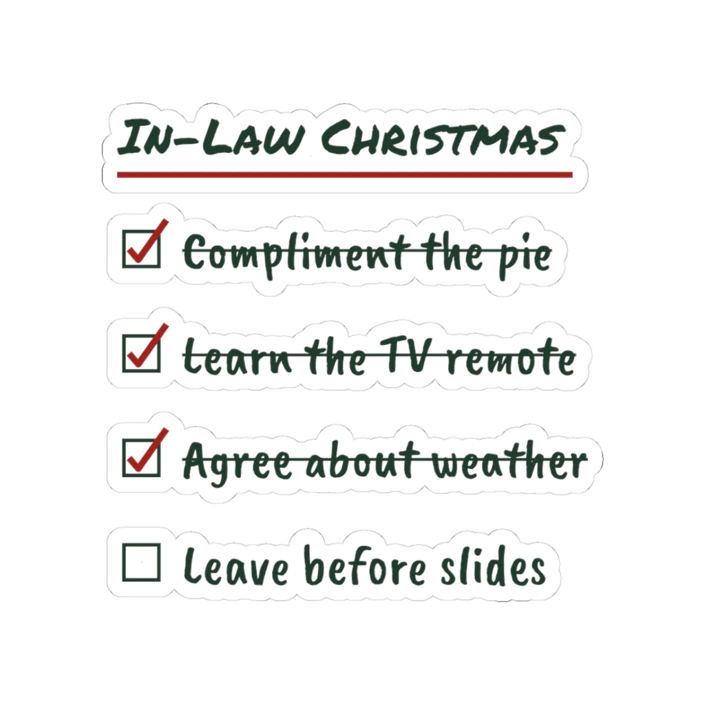 Funny In-Laws Christmas Sticker In-Law Christmas Checklist