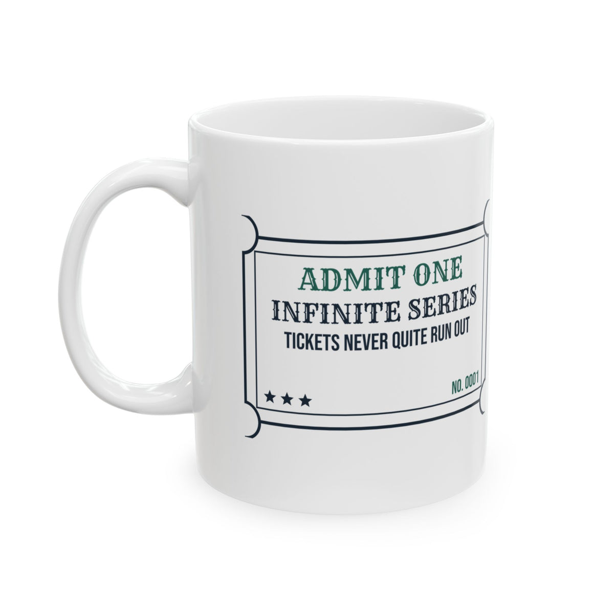 Funny Math Coffee Mug Infinite Series Never Quite Runs Out Ticket