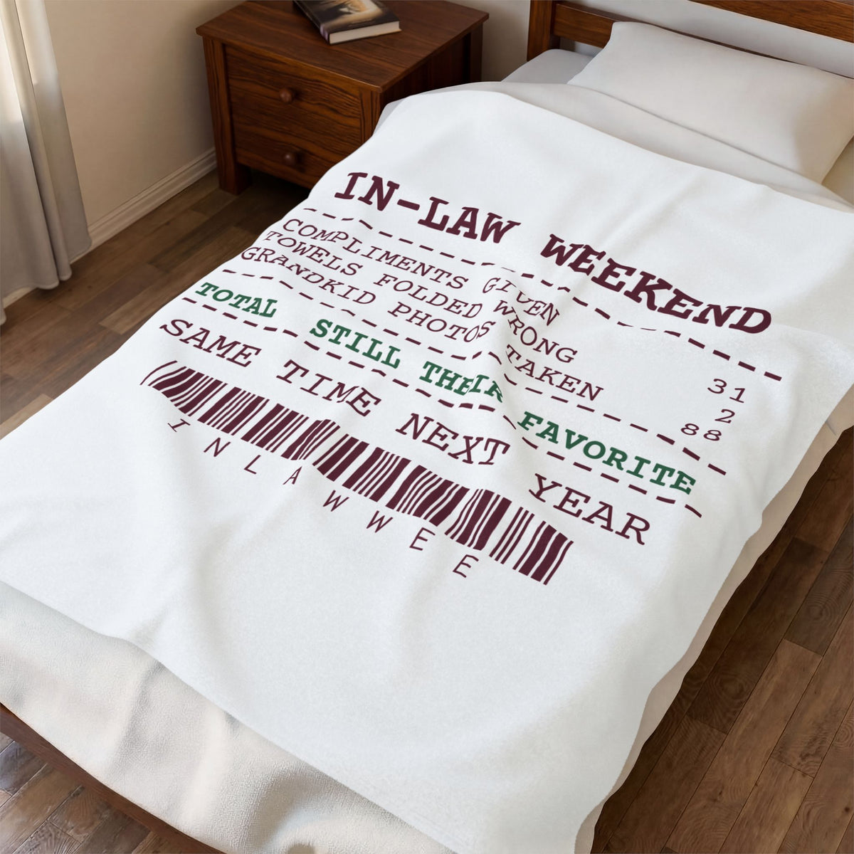 Funny Christmas Throw Blanket In-Law Weekend Receipt Still Their Favorite