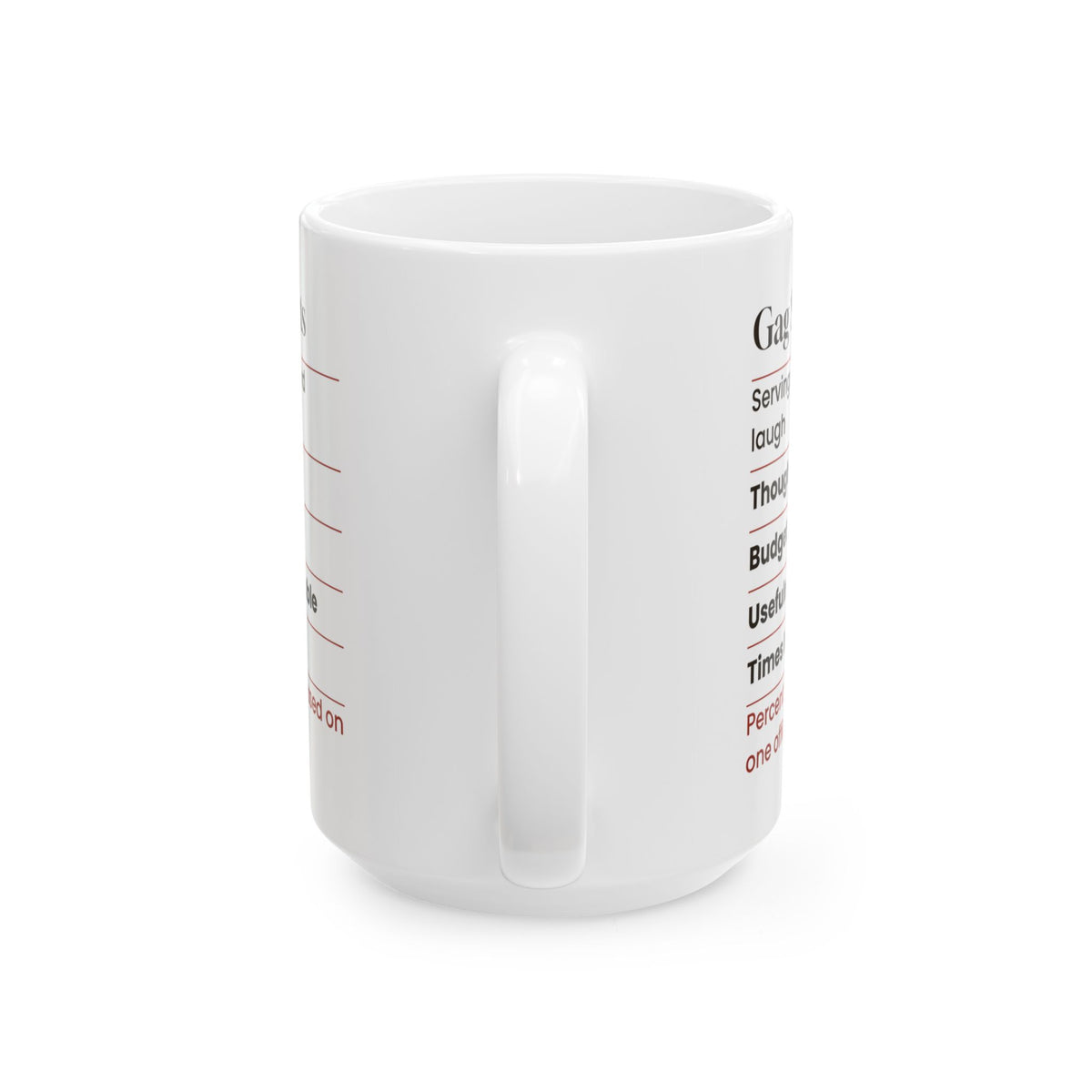 Funny White Elephant Coffee Mug Gag Swap Facts Nutrition Label