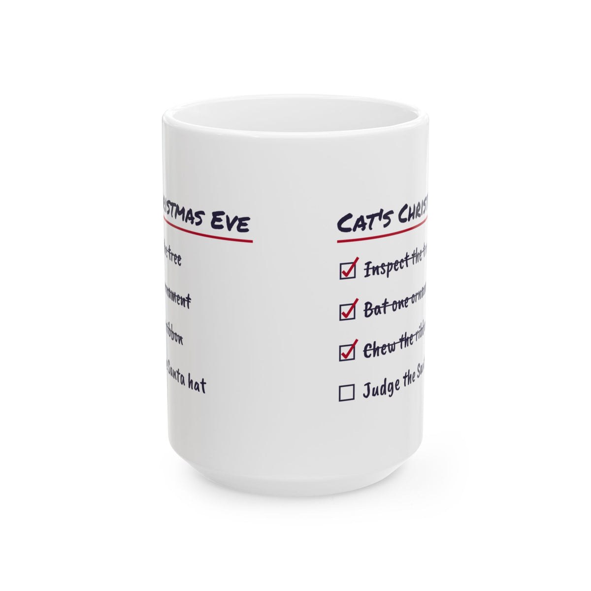 Funny Christmas Cat Coffee Mug Cat's Christmas Eve Checklist