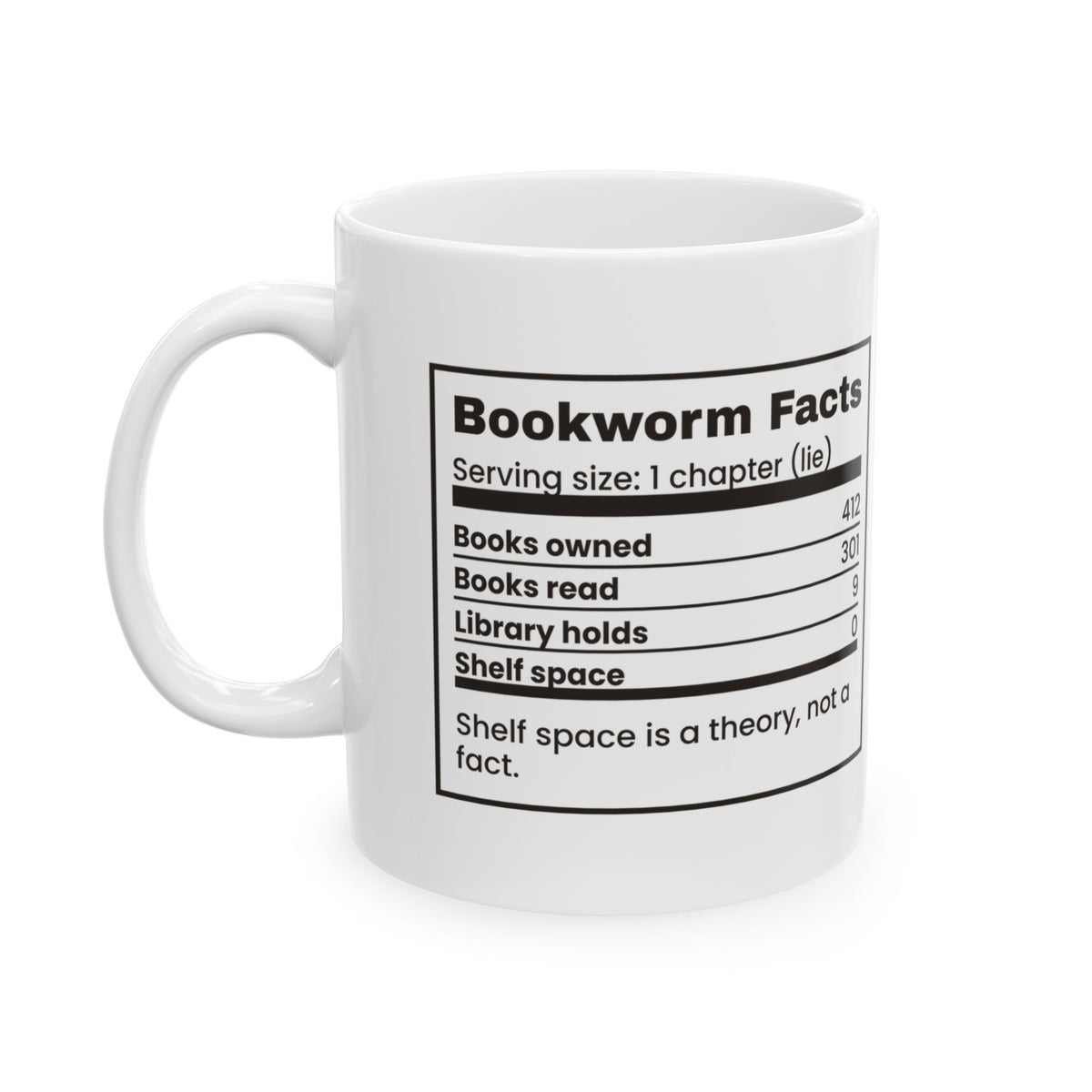 Funny Book Lover Coffee Mug Bookworm Facts Library Holds 9