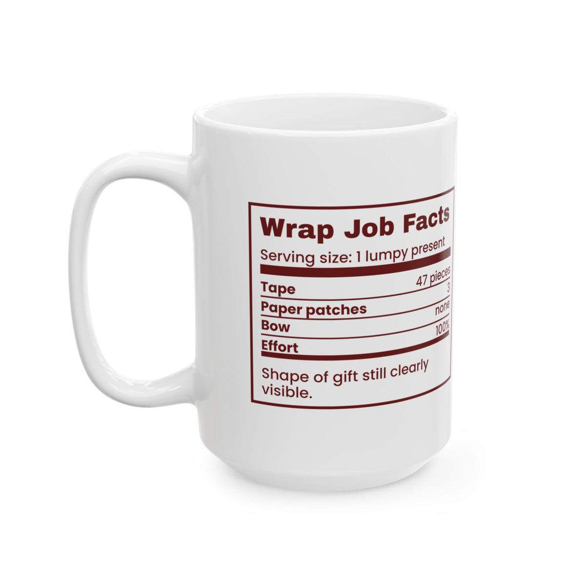 Funny Christmas Coffee Mug Wrap Job Facts Nutrition Label