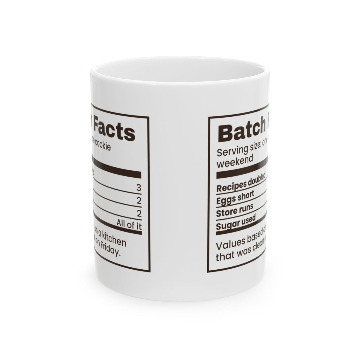 Funny Christmas Cookie Baking Coffee Mug Batch Facts Nutrition Label