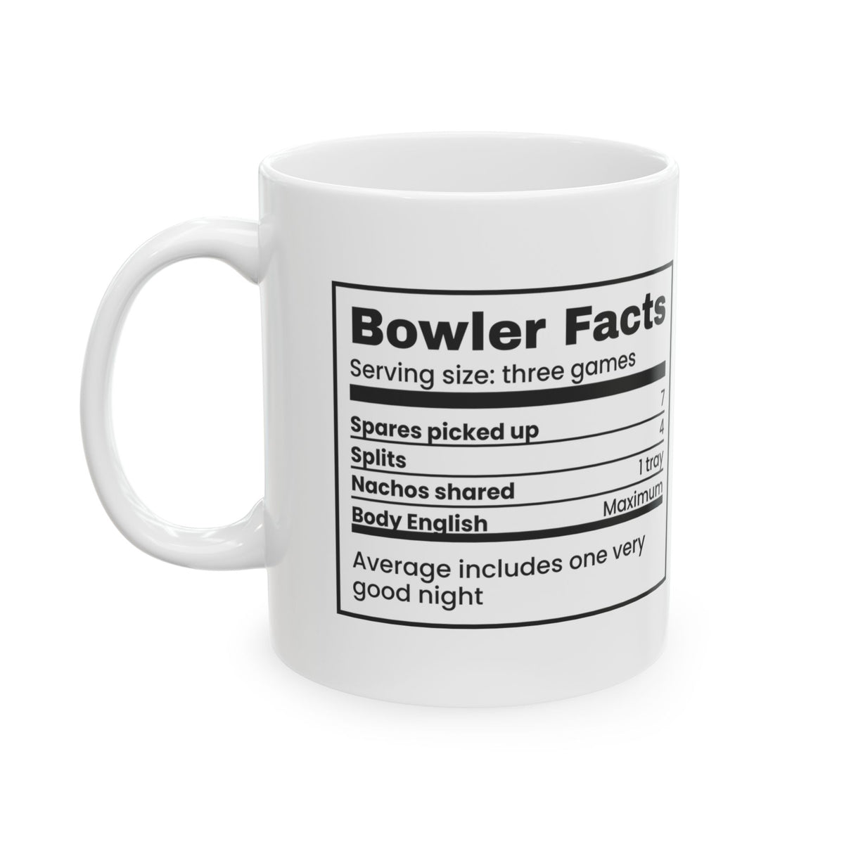 Funny Bowler Mug Bowler Facts Nutrition Label For League Night