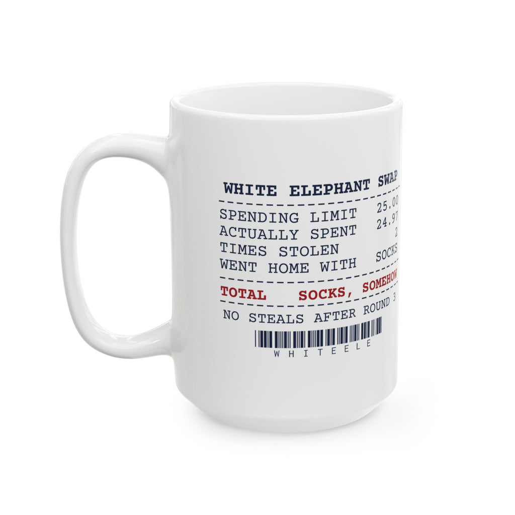 Funny White Elephant Coffee Mug Spent 24.97 Went Home With Socks