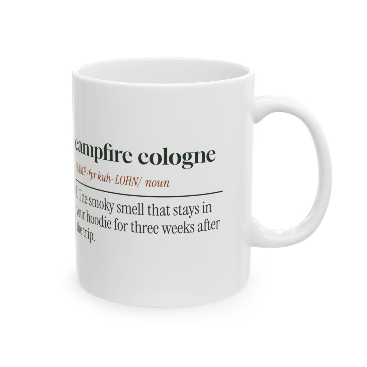 Funny Camping Coffee Mug Campfire Cologne Dictionary Definition