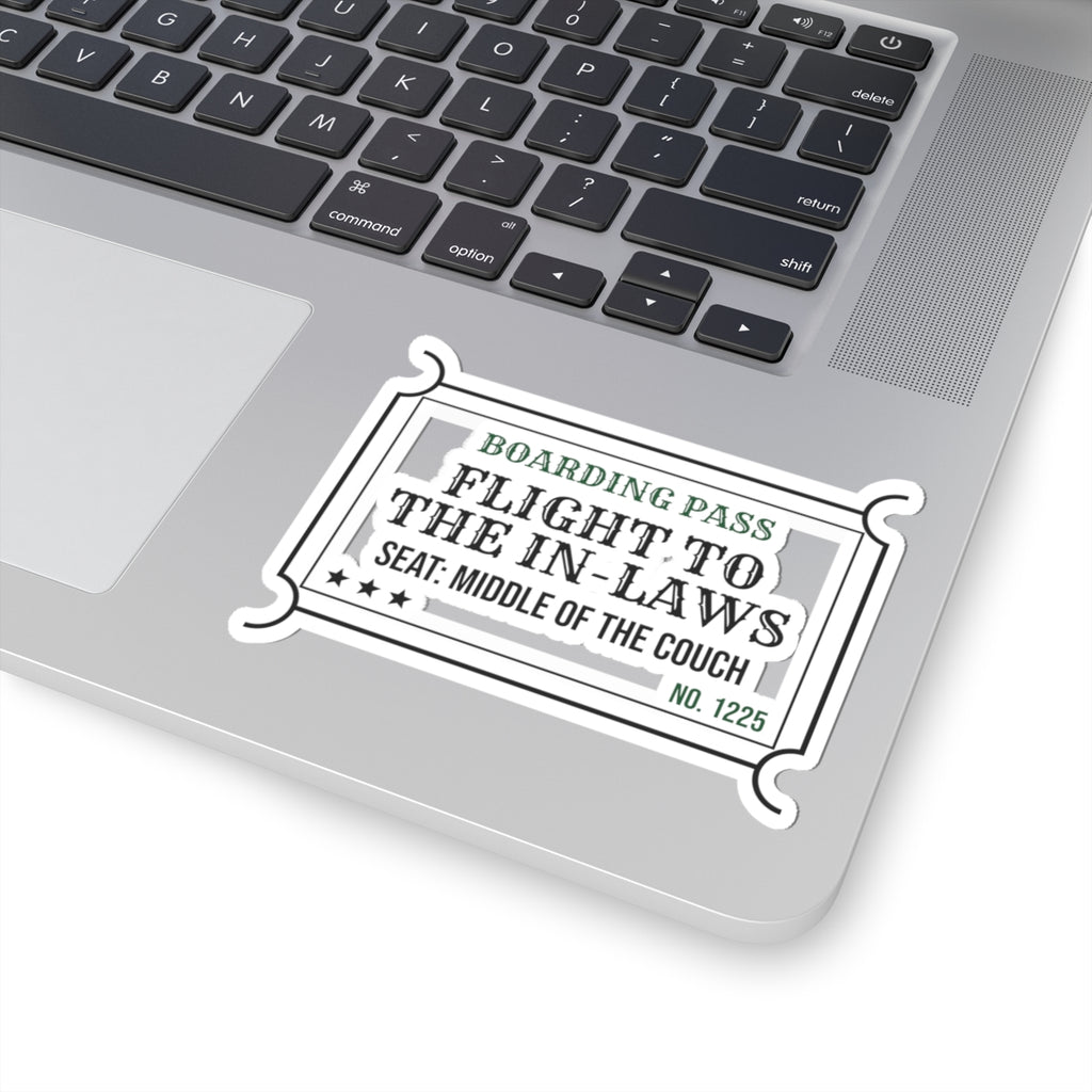 Funny Christmas Sticker Flight To The In-Laws Boarding Pass