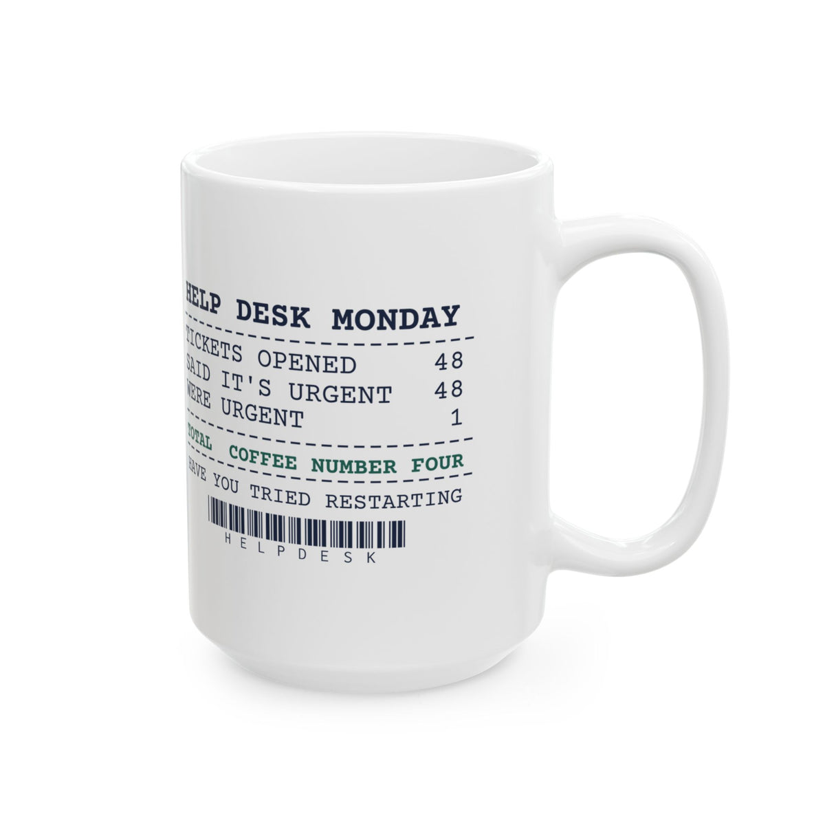 Funny IT Support Coffee Mug Marked Urgent 48 Were Urgent 1 Receipt