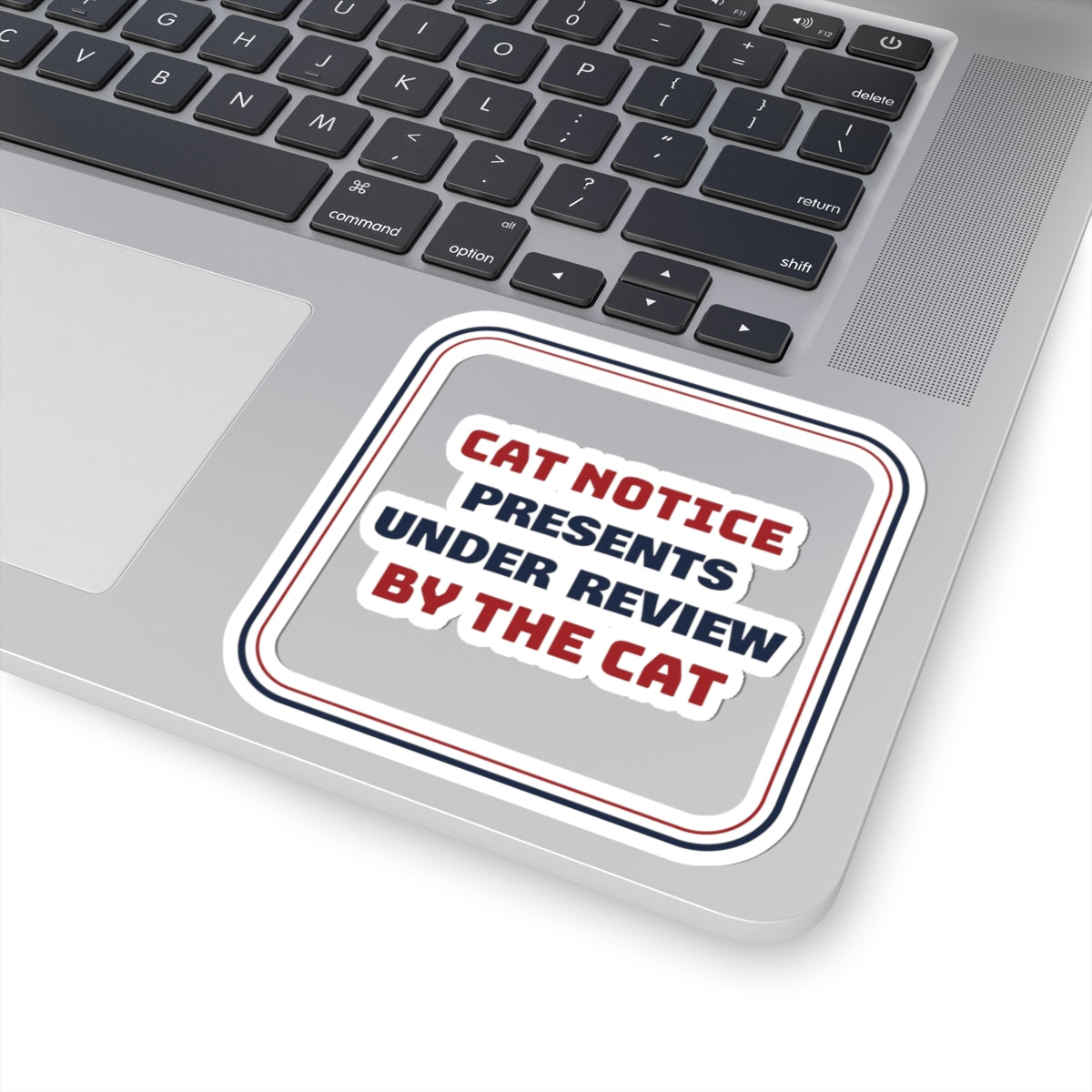 Funny Christmas Sticker Presents Under Review By The Cat Sign