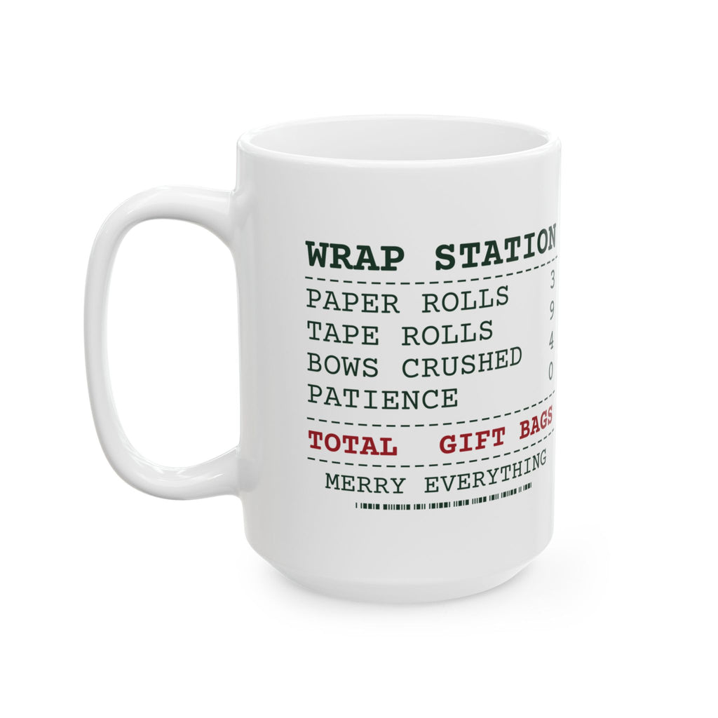 Funny Christmas Wrapping Coffee Mug Wrap Station Receipt