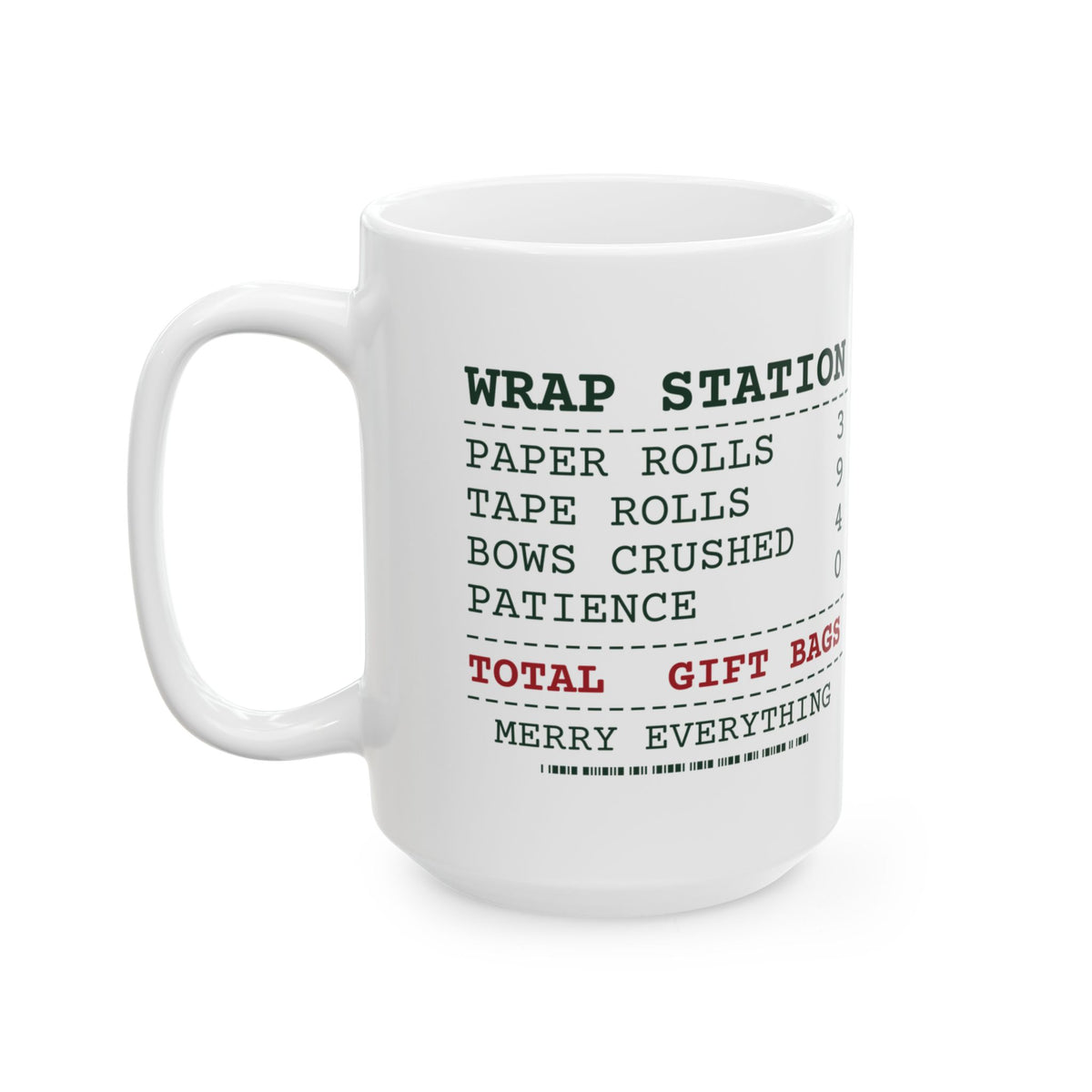 Funny Christmas Wrapping Coffee Mug Wrap Station Receipt