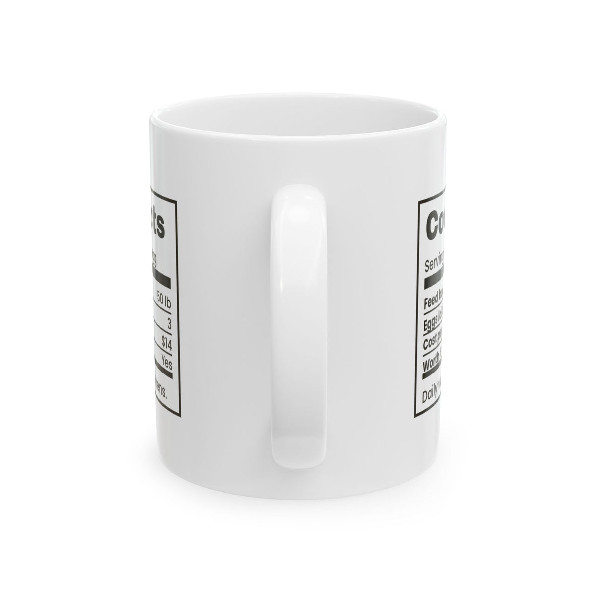Funny Chicken Coffee Mug Coop Facts Nutrition Label Cost Per Egg