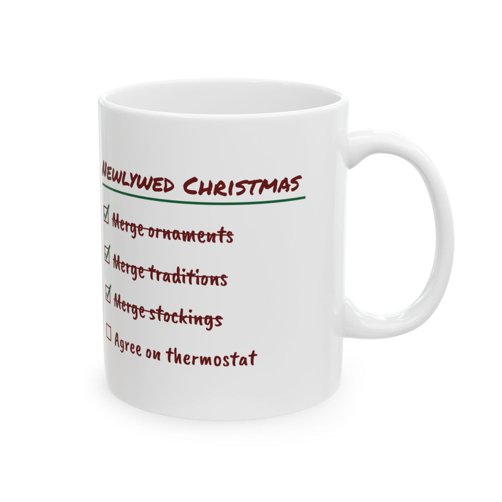 Funny Newlywed Christmas Coffee Mug Merged Everything Checklist