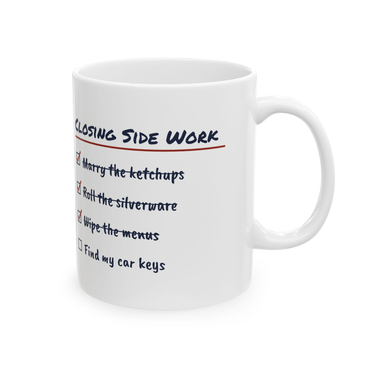 Funny Server Coffee Mug Closing Side Work Checklist For Waitresses
