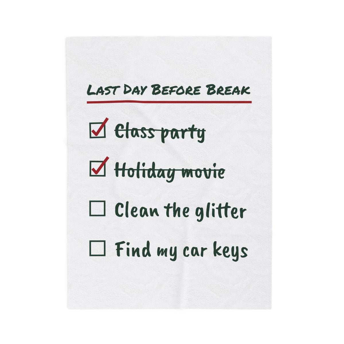 Funny Teacher Christmas Throw Blanket Clean The Glitter Checklist