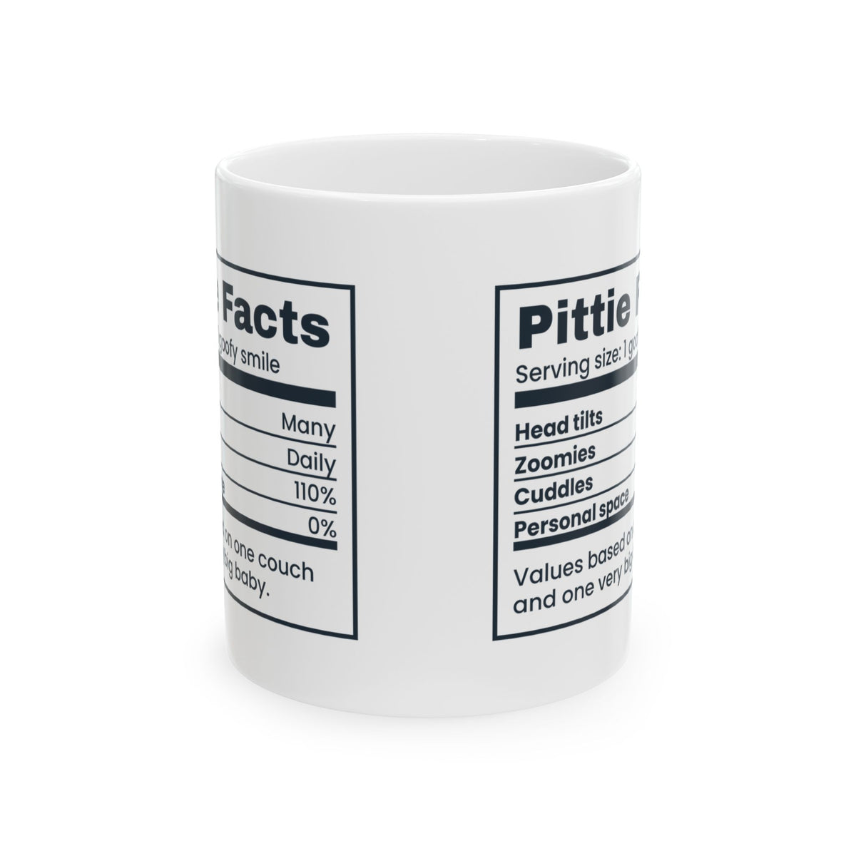 Funny Pit Bull Coffee Mug Pittie Facts Nutrition Label For Owners