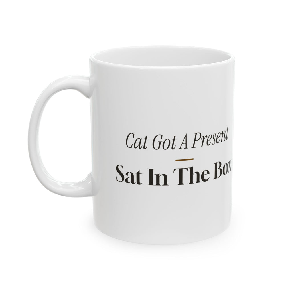 Funny Christmas Cat Coffee Mug The Cat Sat In The Box Instead