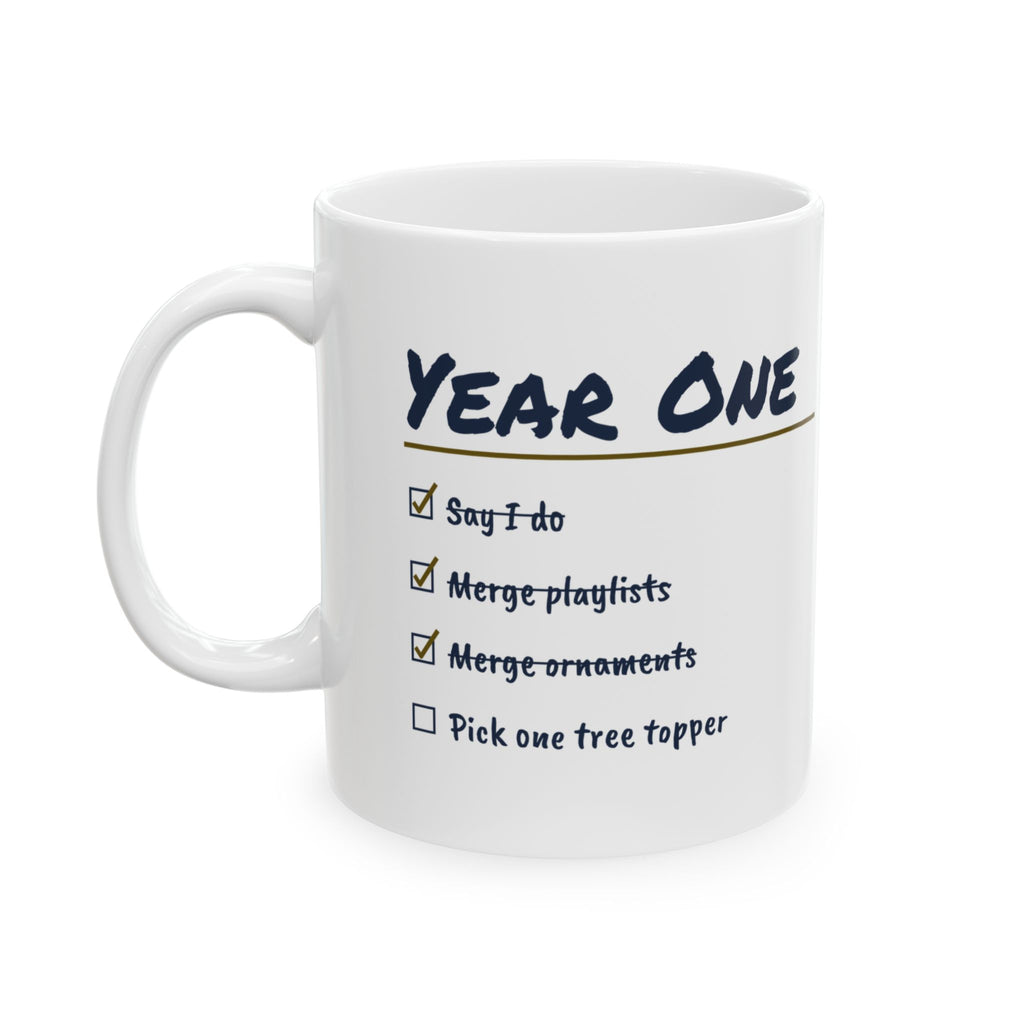 Funny Newlywed Christmas Coffee Mug Pick One Tree Topper Checklist
