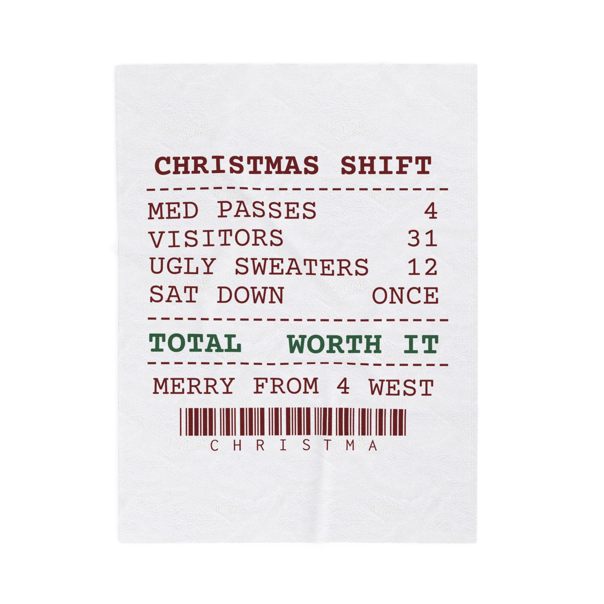 Funny Christmas Nurse Throw Blanket Christmas Shift Receipt For Nurses