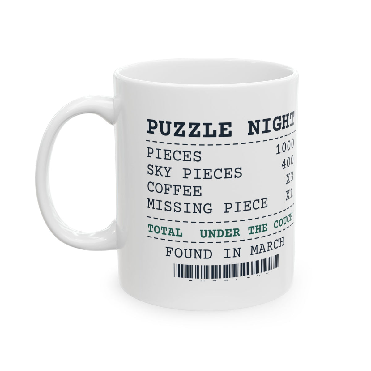 Funny Jigsaw Puzzle Coffee Mug Missing Piece Under The Couch