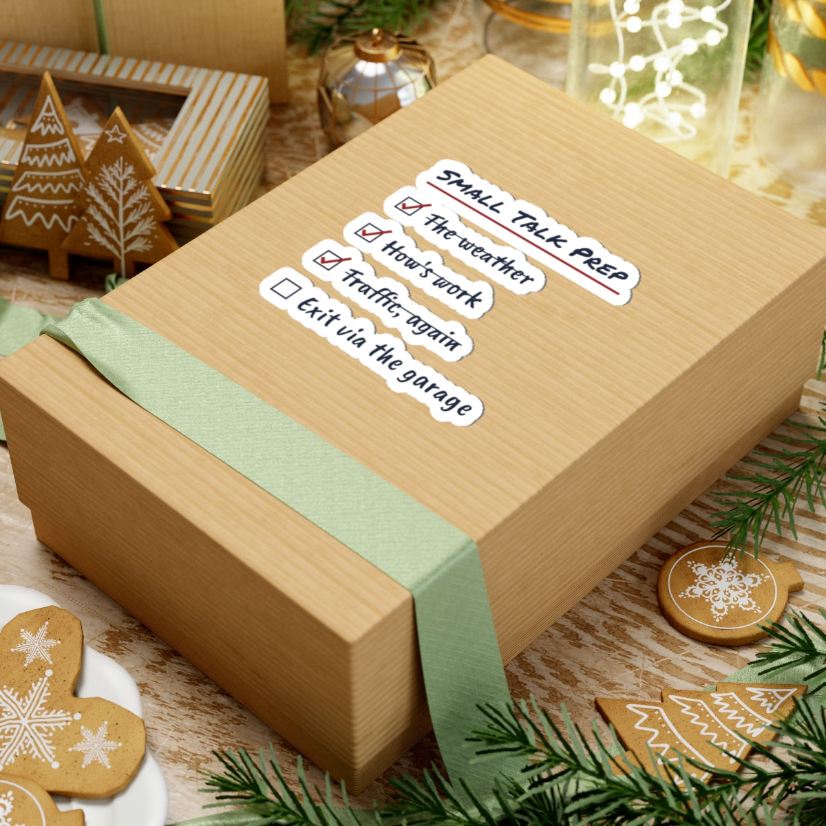 Funny Christmas Sticker Small Talk Prep Checklist For Introverts