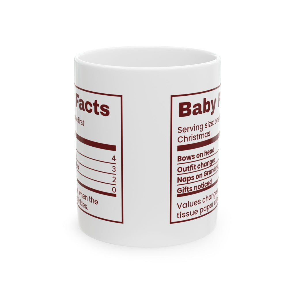Funny Baby First Christmas Coffee Mug Baby Facts Nutrition Label