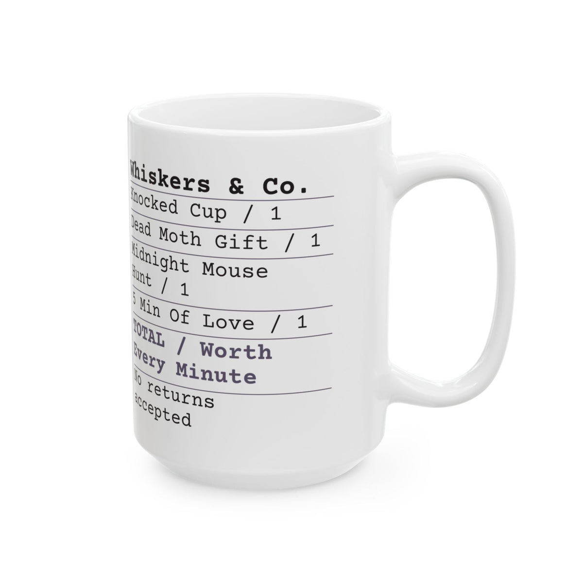 Funny Cat Coffee Mug Love Receipt Worth Every Minute For Cat Lovers