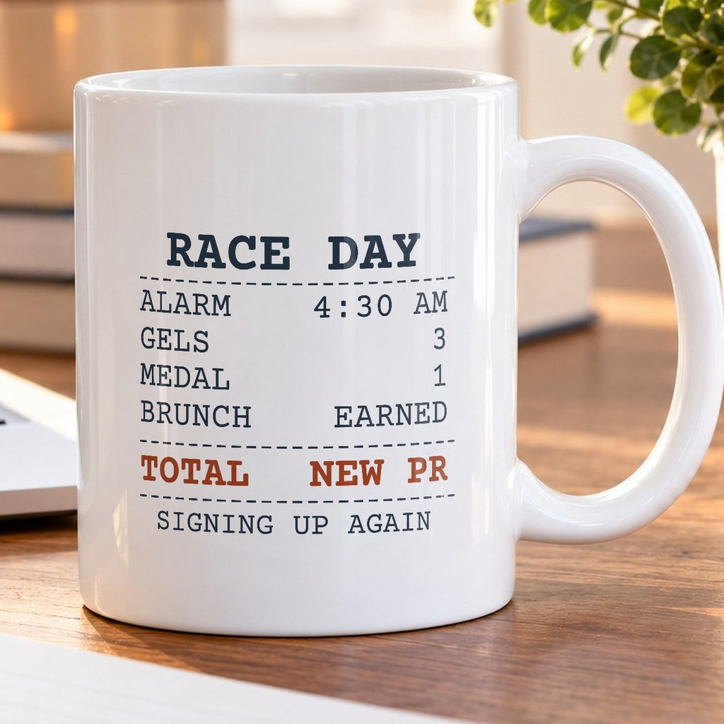 Funny Runner Coffee Mug Alarm At 4:30 Brunch Earned Race Day Receipt - photo 5