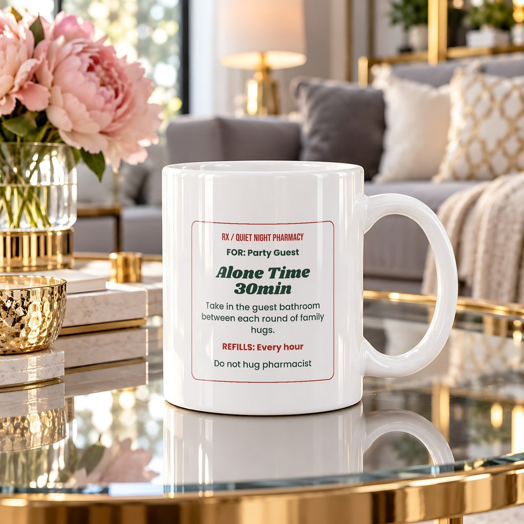 Funny Introvert Christmas Coffee Mug Alone Time Prescription Label - photo 3