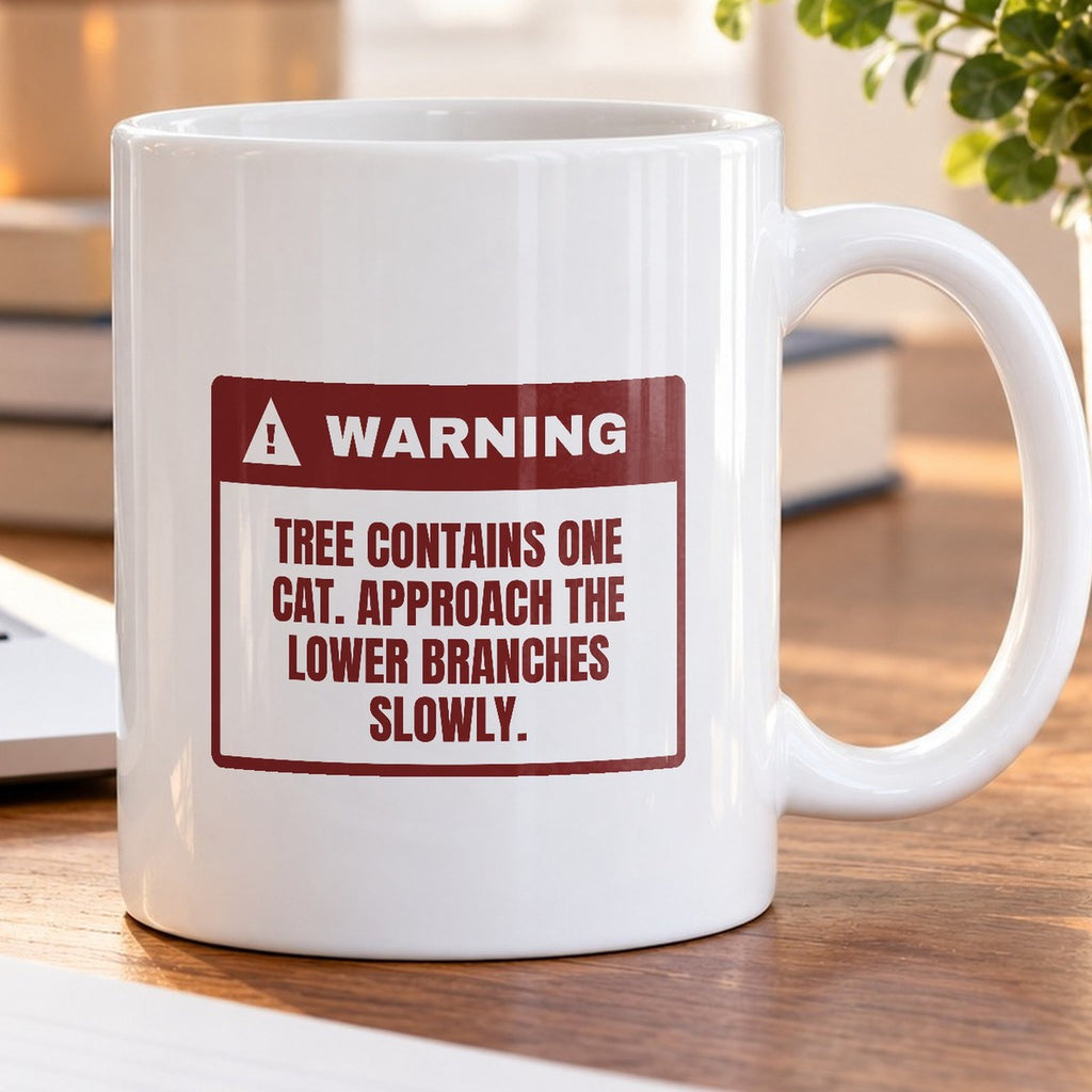 Funny Christmas Cat Coffee Mug Approach Lower Branches Slowly Warning - photo 5