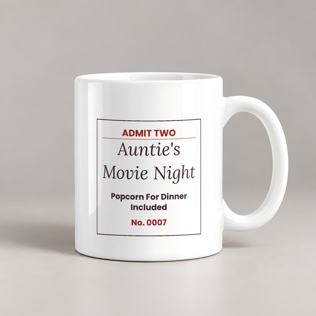 Funny Aunt Coffee Mug Aunties Movie Night Ticket Popcorn For Dinner - photo 1