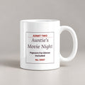 Funny Aunt Coffee Mug Aunties Movie Night Ticket Popcorn For Dinner - photo 1