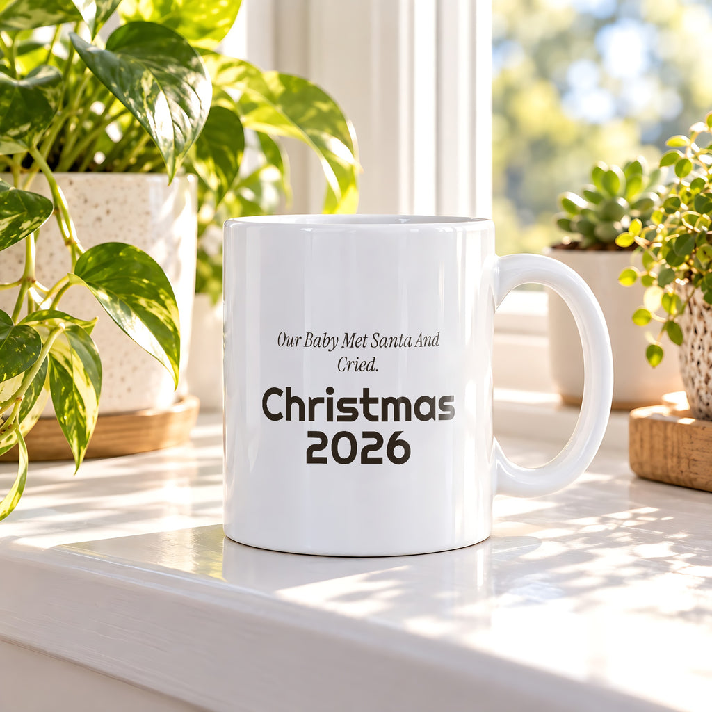 Funny Baby First Christmas Coffee Mug Our Baby Met Santa And Cried - photo 2