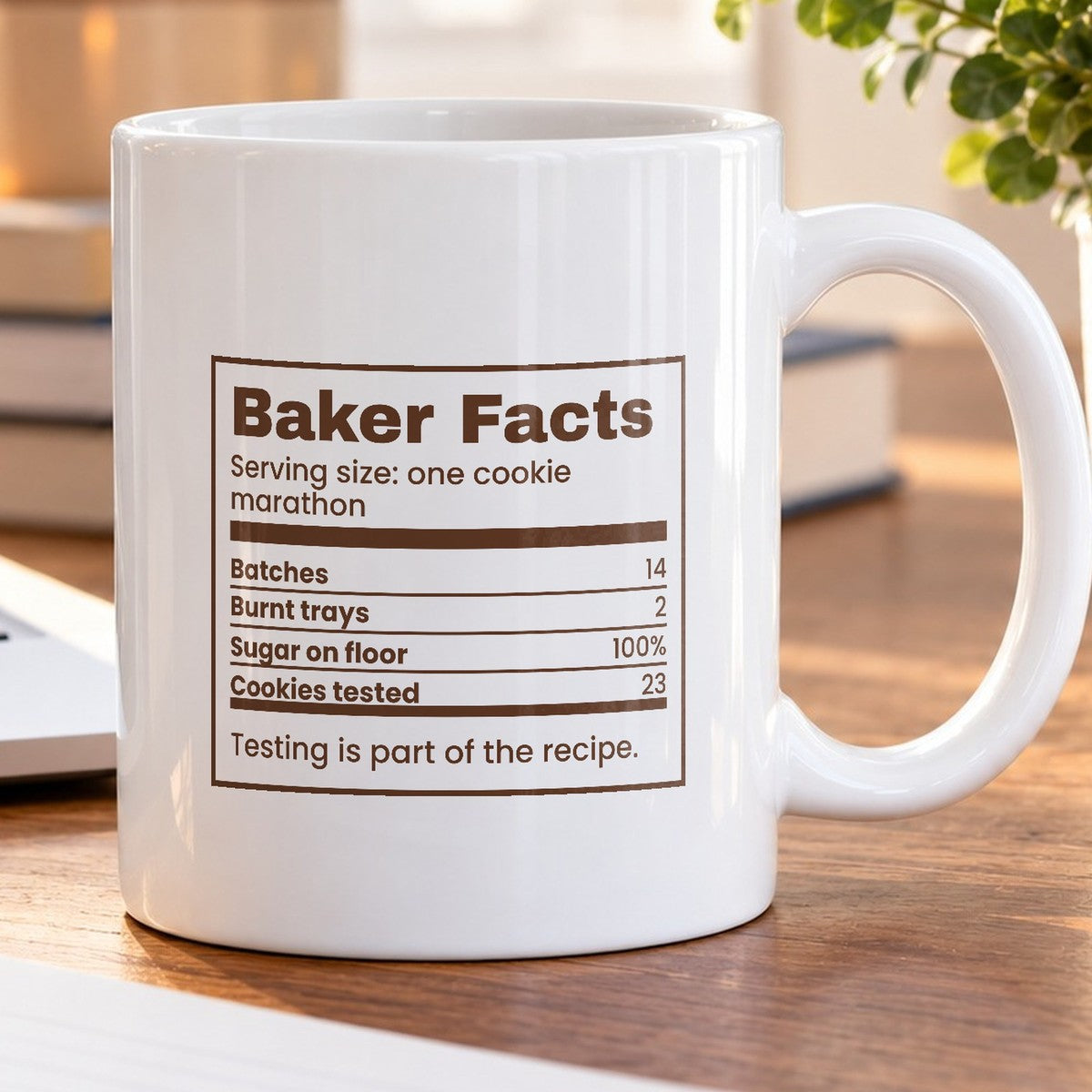 Funny Christmas Coffee Mug Baker Facts Cookies Tested Nutrition Label - photo 5