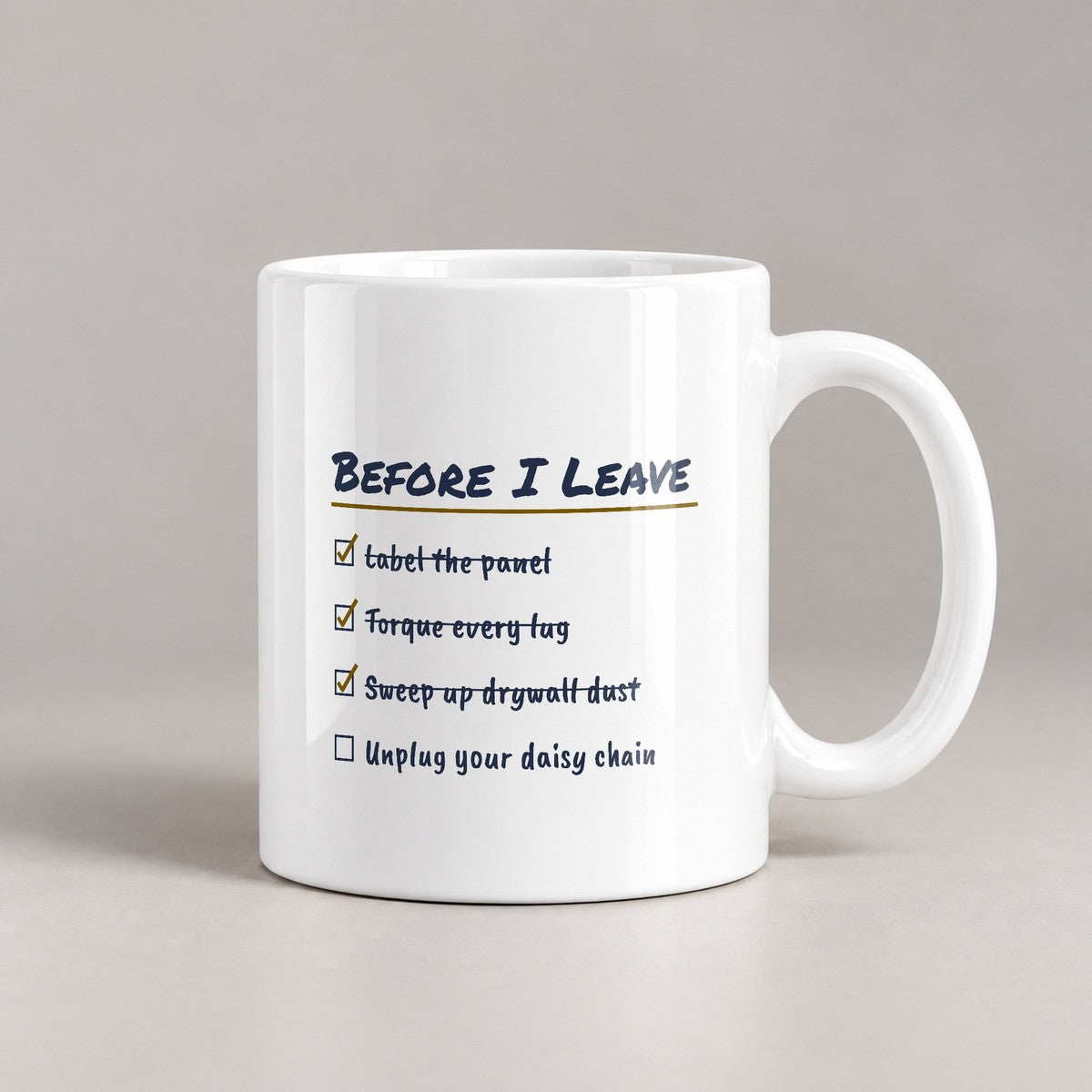 Funny Electrician Coffee Mug Before I Leave Checklist For Electricians - photo 3
