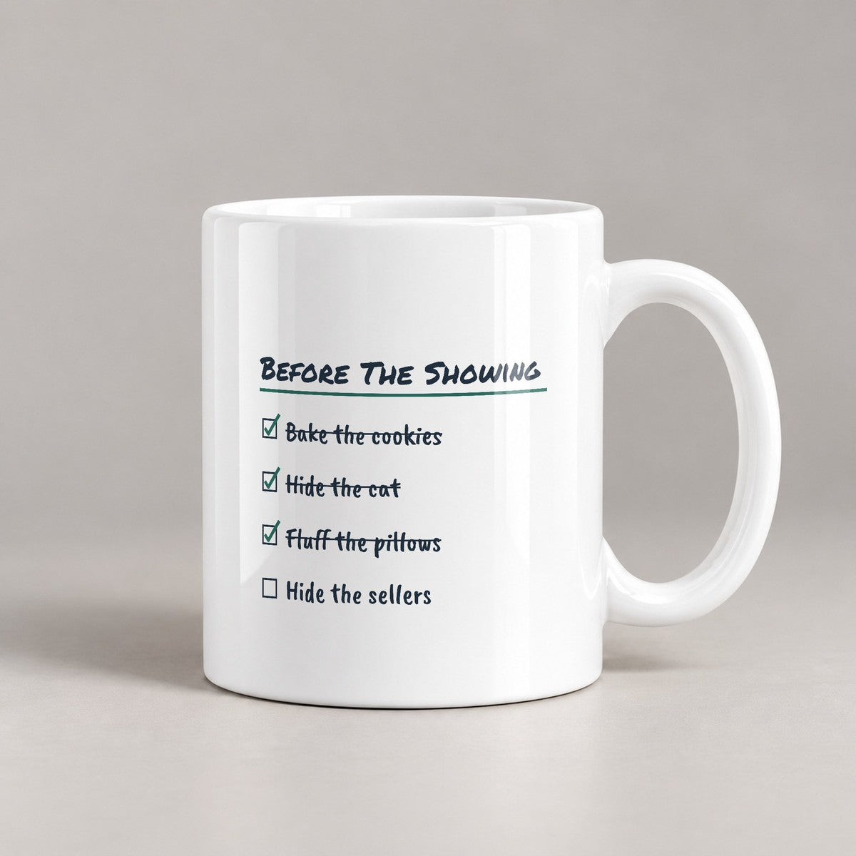 Funny Real Estate Agent Coffee Mug Before The Showing Checklist - photo 2