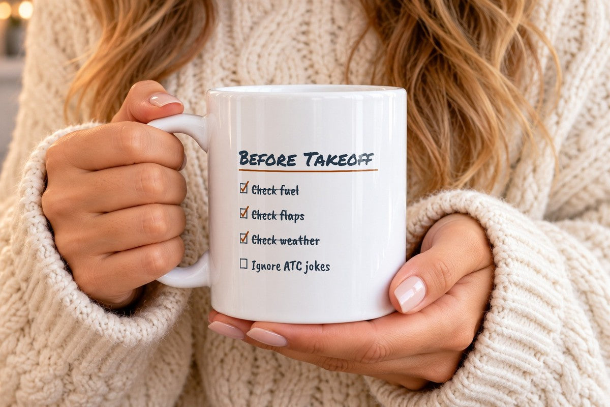 Pilot Coffee Mug Before Takeoff Ignore ATC Jokes - photo 4