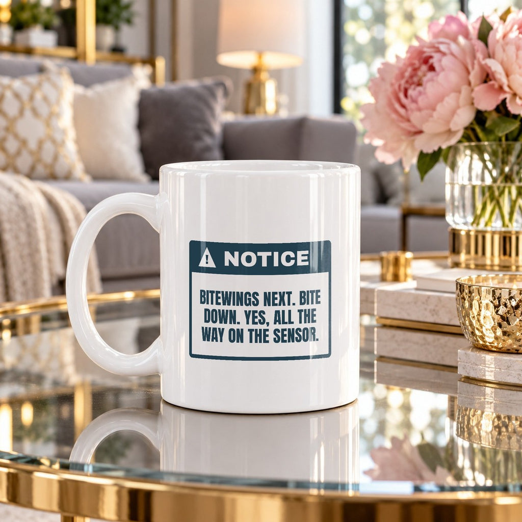 Funny Dental Hygienist Coffee Mug Bite Down On The Sensor Notice - photo 4