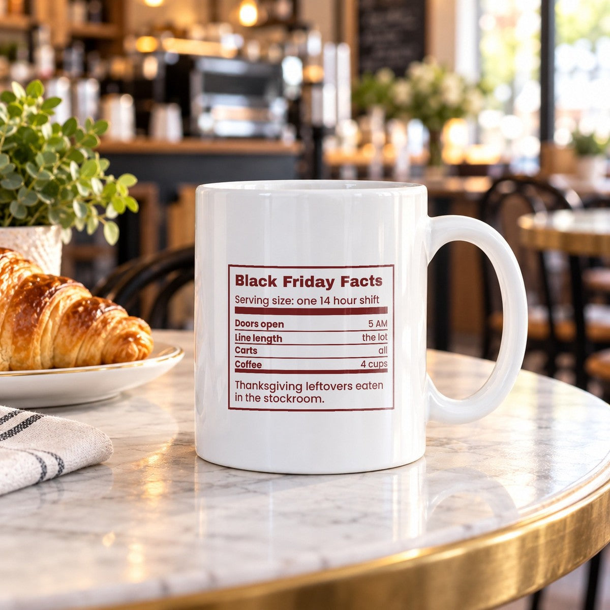 Funny Christmas Retail Coffee Mug Black Friday Facts Nutrition Label - photo 3