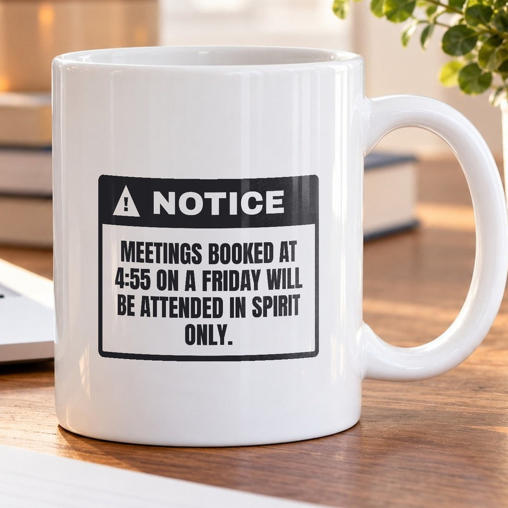 Funny Sarcastic Coffee Mug Friday 4:55 Meeting Warning For Coworkers - photo 5
