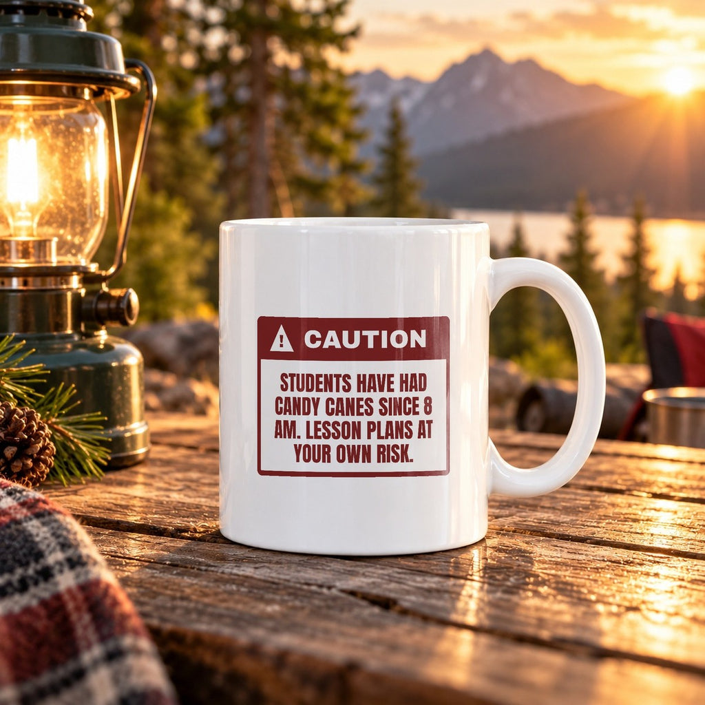 Funny Christmas Teacher Coffee Mug Candy Canes Since 8 AM Warning - photo 3