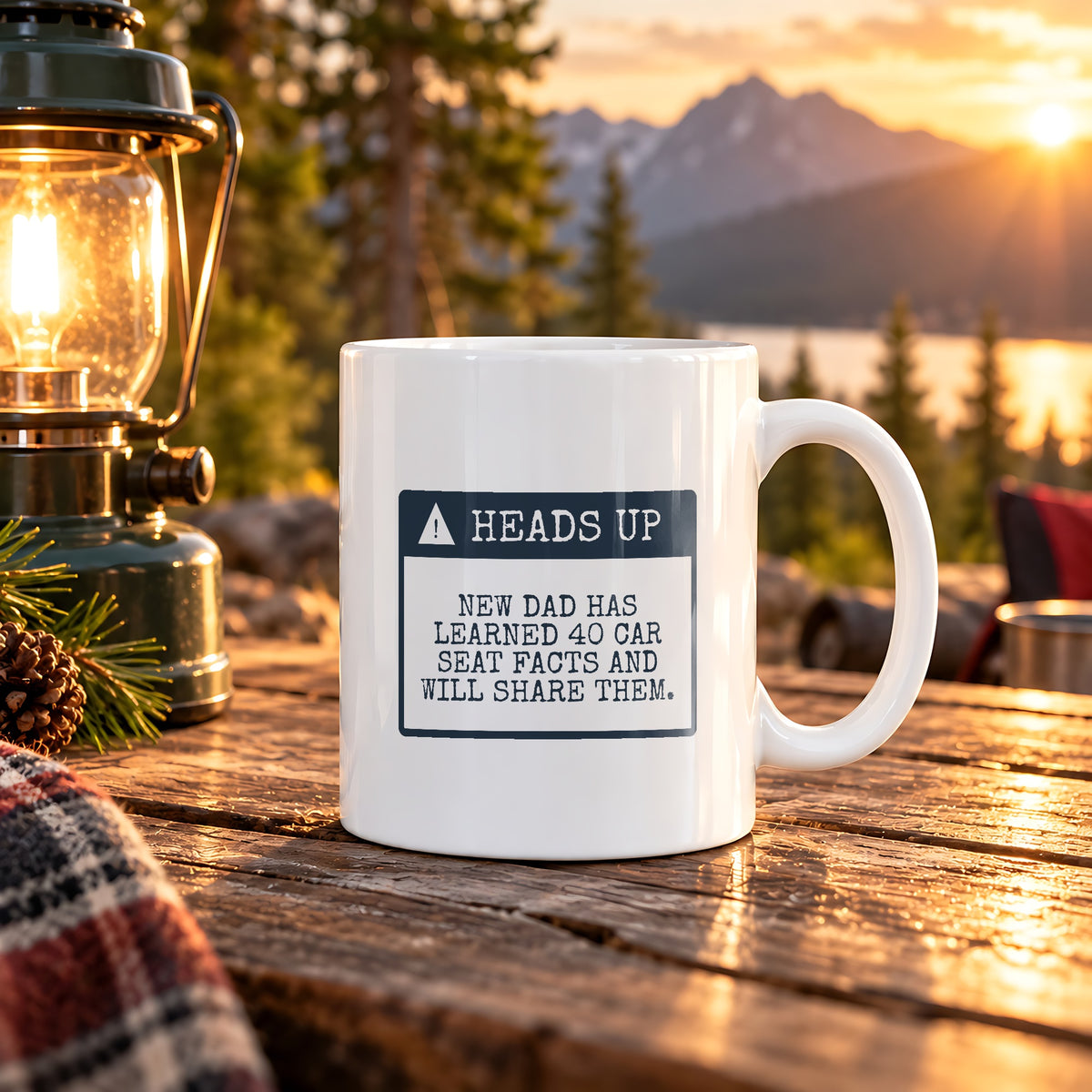 Funny New Dad Father's Day Coffee Mug 40 Car Seat Facts Warning Label - photo 2