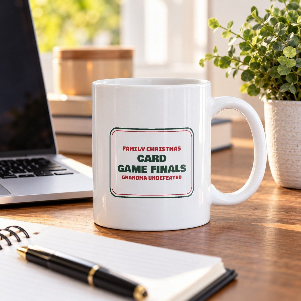 Funny Christmas Coffee Mug Card Game Finals Grandma Undefeated Sign - photo 2