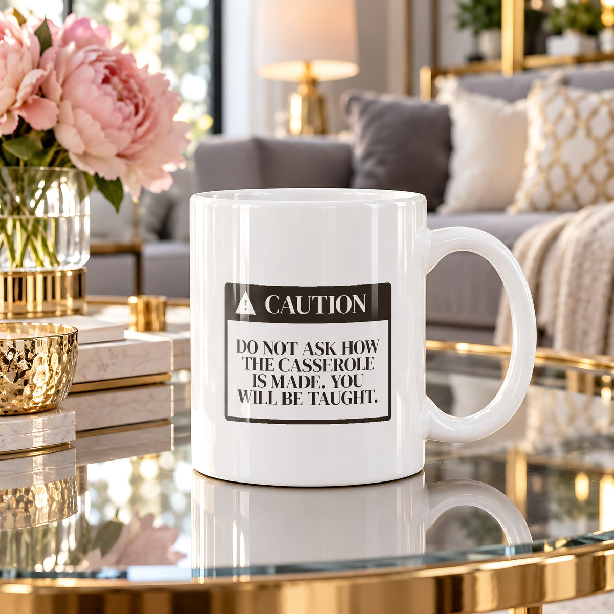Funny In Law Christmas Coffee Mug Caution Casserole Warning Label - photo 3