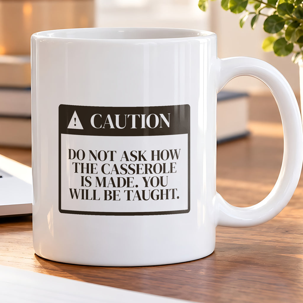 Funny In Law Christmas Coffee Mug Caution Casserole Warning Label - photo 5