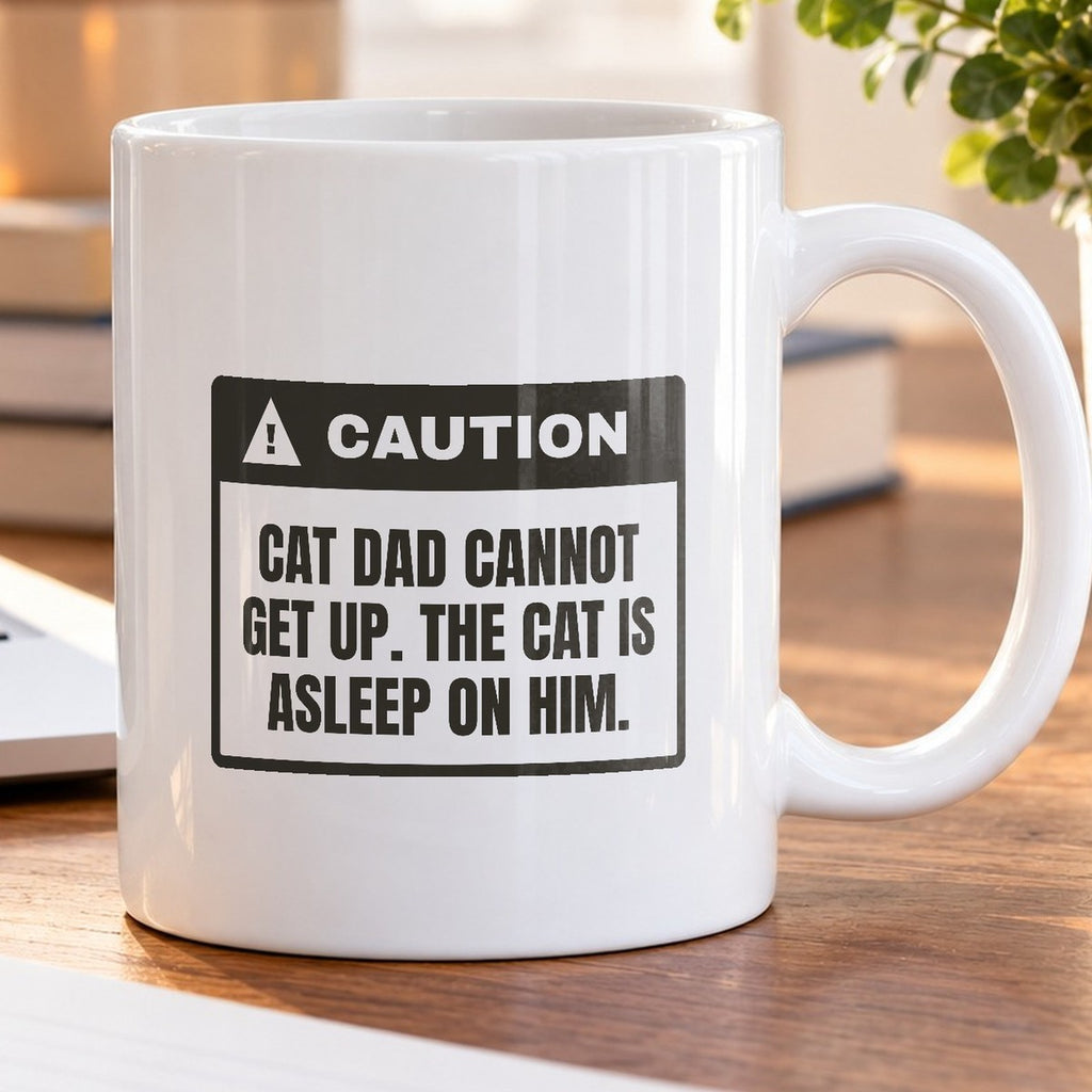 Funny Cat Dad Coffee Mug Can't Get Up Cat Asleep On Me - photo 5